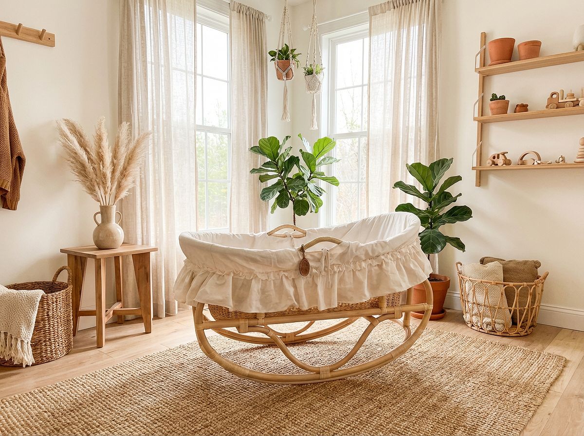 籐ゆりかご【マット/フリル付】｜BA-002 | ラタンゆりかご・ラタン