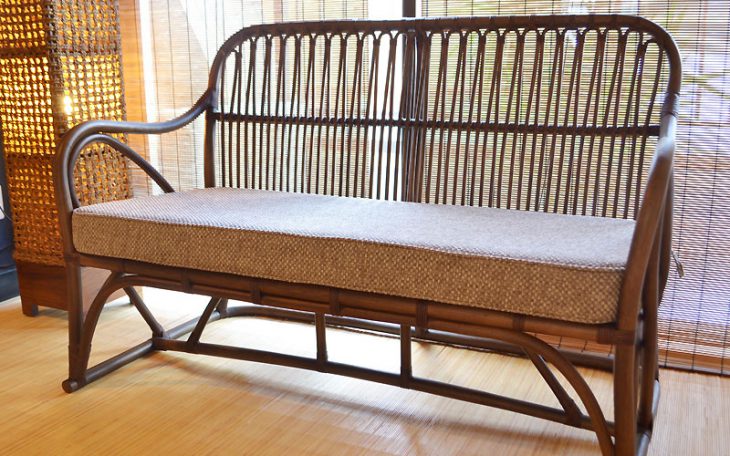 展示品 コイズミ 籐(ラタン)のラブチェア 久しく 