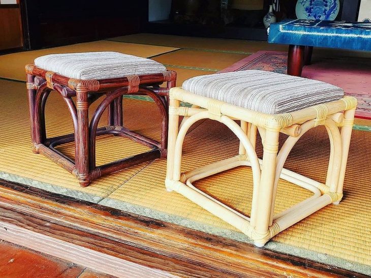 美品　ラタン製 丸型スツール 2個セット ピッコロスツール｜ST-023｜ラタンスツール・チェア・籐椅子｜籐家具