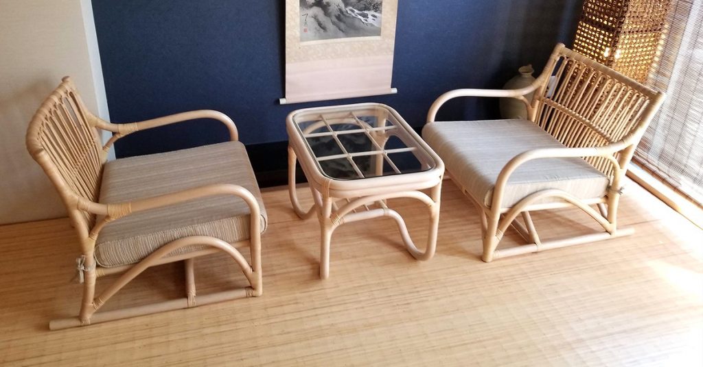 展示品 コイズミ 籐(ラタン)のラブチェア 育ん