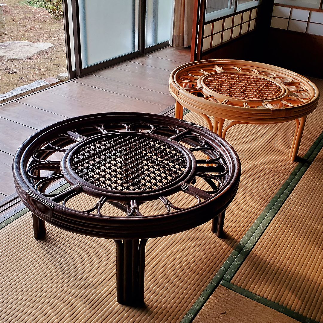 大竹産業 ラタン(籐) リビング筒形テーブル ナチュラル OT-29RST ...